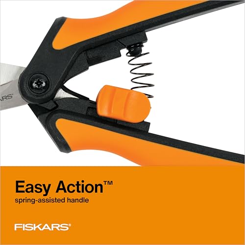 Fiskars 6" Steel Micro-Tip Pruning Scissors, Garden Snips for Small Plants | For Flower Stems, Herbs & Buds, Blades Stay Sharp, Easy Action Spring Reduces Hand Fatigue, Trimmer w/ SoftGrip Handle - style: Snips