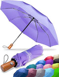 Raintrend Windproof Travel Umbrellas for Rain Automatic +10% Bigger Canopy Strong Frame Compact Folding Portable Umbrella for Women Men Backpack Purse - color: K Purple