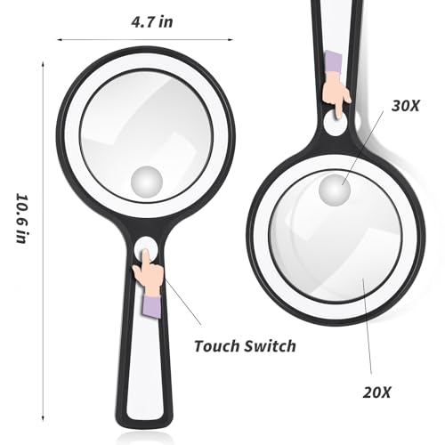 20X 30X Handheld Magnifier Loupe Magnifying Glass Coins Supplies - style: 20X 30X-3.4in