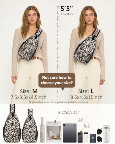 Pritent Crossbody Bags for Women Men Trendy Sling Bag Backpack Casual Chest Bag with Convertible Shoulder Strap - color: Leopard, size: Medium