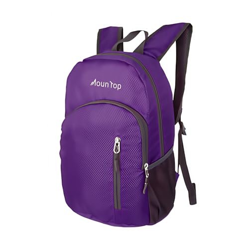 MounTop Outdoor Lightweight Foldable Water Resistant Backpack for Travel Hiking Riding - color: Purple