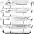 M MCIRCO 8 Pack,30 oz Glass Food Storage Containers with Lids, White - color: White