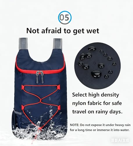 levayhill 16L Foldable Hiking Backpack,Small Packable Daypack,Navy Blue | Lightweight ,Outdoor Collapsible Rucksack,Ultralight Folding Back Pack, Water Repellent, Men Women Travel Gym, Easy Carry-on - color: Navy Blue