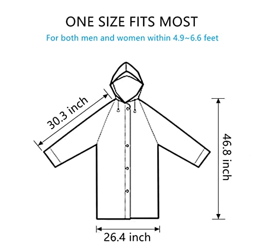 Rain Poncho Raincoats for Adult Reusable - 2-5 Pack EVA Waterproof Rain Coat with Hood, Rain Gear for Men Women - color: Rainbow X5