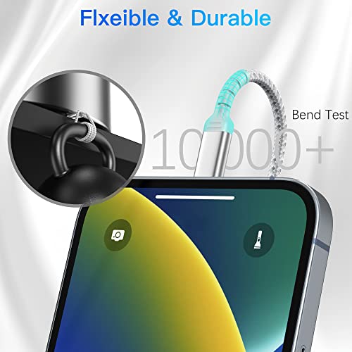 6 Inch iPhone Charging Cable, 3 Pack Braided Short iPhone Charger Cord [MFi Ceritified] Compatible with Apple iPhone 14 13 12 11 Pro Max/Mini XS XR X 8 7 Plus SE2 iPad, Short Lightning Cable - color: Silver, size: 0.5 feet