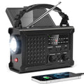NOAA Emergency Weather Radio, 12000mAh Portable AM/FM, Hand Crank & Solar - color: Black