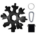 Snowflake Multitool, 1 Pieces 18-in-1 Stainless Steel Snowflake Standard Multitool, Snowflake Tool with Key Ring, Carabiner Clip and Gift Bag (Black) - color: Black, size: 1 PCS