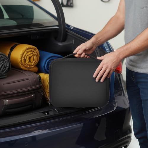 Comecase Battery Organizer Storage Box with Tester, Hard EVA Battery Case Holds 150+ AA AAA C D 9V 3V Lithium Batteries, Compact Battery Holder Carrying Bag for Home Drawer, Garage & Travel, Black - size: Medium 100+Batteries