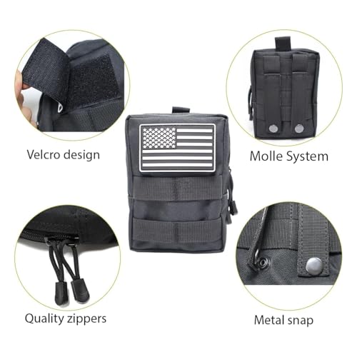 2 Pack Tactical Molle Pouches Small Molle Utility Pouch Small Tactical Accessory Bag Belt Pouches Vest Pouch Compact Water-Resistant EDC Pouch with Flag Patch - color: Army Green