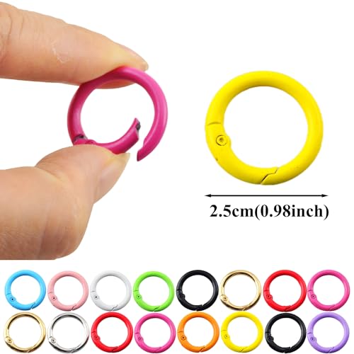 Carabiner Clip 48Pcs Purple Metal Key Ring Clip Circle Keychain Rings Bulk Spring O Ring Round Cute Carabiner Spring Snap Hook Key Chain Clips for DIY Keychain Bag Charm Handbag Purse Dog - color: Purple