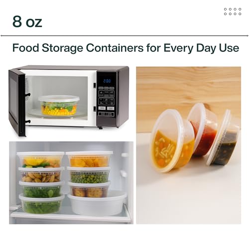 [8oz-20 Sets Plastic Deli Containers with Lids - BPA Free Clear Soup Containers with Airtight Lids, Leak Resistant Food Storage for Meal Prep, Stackable/Microwave/Dishwasher/Freezer Safe