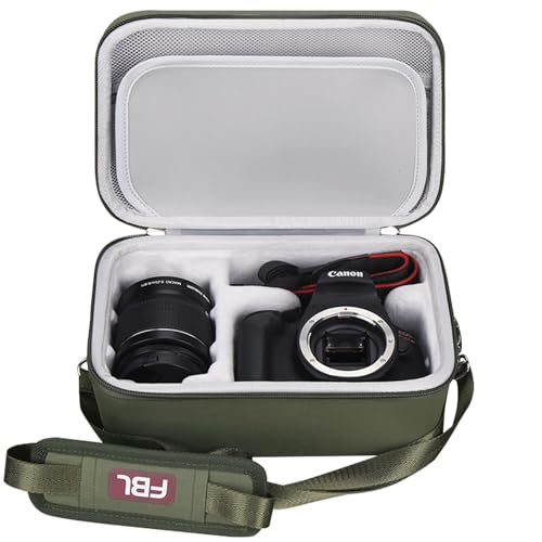 FBLFOBELI EVA Camera Case for Canon EOS Rebel T7/T8i/T5/R50/R100 | Hard EVA Shell, Shockproof & Water-Resistant, Custom Molded Interior, Detachable Shoulder Strap, Travel Bag, Army Green - color: Army Green