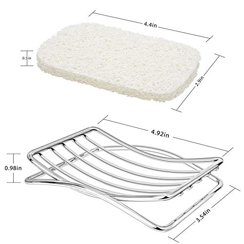 Soap Dish Stainless Steel Bar Soap Holder for Shower Bathroom, Self-draining Soap Dishes Sponge Holder for Kitchen Sink, Easy Cleaning Quick Dry with White Soap Saver - color: White-arch 1p