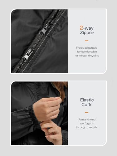SaphiRose Women's Lightweight Long Rain Jacket Packable Raincoat Hooded Outdoor Trench Coats - color: Black, size: Small