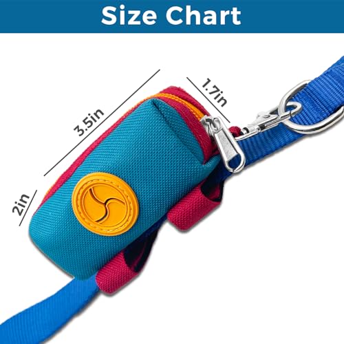 Dog Poop Bag Holder for Leash, Large-Capacity Canvas Pouch, Blue | Holds one bag roll, keys, treats, and small essentials with quick access, secure straps, and water-resistant canvas - color: Blue