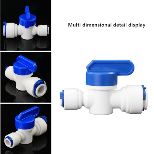 1/4" to 3/8" Push-Fit Stop Valve, 5 Pcs | Plastic push-to-connect fitting for RO water filtration, water purifier & refrigerator. - style: 1/4" to 3/8" Push-to-Connect Ball Valve