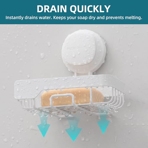 TAILI Soap Dish for Shower, Bar Soap Holder,Suction Visible Indicator,White | Soap Holder Shower, Soap Bar Holder for Shower Wall, Removable Bathroom Sponge Holder, Soap Dish with Suction Cups - color: Light White