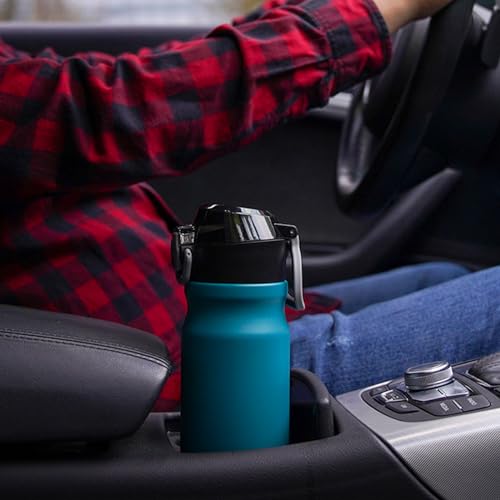 BJPKPK 18 oz Water Bottle with Straw & Handle, Insulated Stainless Flask | Leak Proof Locking Lid, Thermal, Double Wall Vacuum, Metal, Keeps Hot/Cold, BPA Free, Travel & Sports, Black Leopard - color: A-Black Leopard, size: 18 Ounces