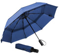 Windproof Travel Umbrella, Vented Folding Umbrella, Compact Double Canopy Auto Open Close 42 Inch - color: L1.4 Navy Blue