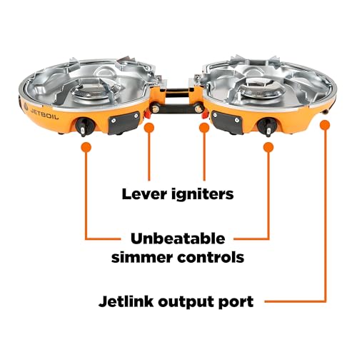 Jetboil Genesis Basecamp Backpacking and Camping Stove Cooking System with Camping Cookware - color: Orange