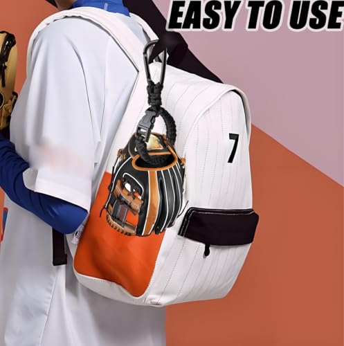 2 PCS Baseball Glove Clip for Hanging Bags, Paracord Gear Holder with Hook Clip, Portable Sports Equipment Drying Rack for Baseball Softball Gloves, Travel Accessory for Athletes - style: 2-Black