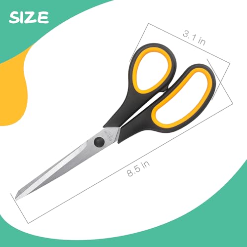 LONGKEY 8.5" Scissors 3-Pack, Ultra Sharp Stainless Steel, Black - color: Black