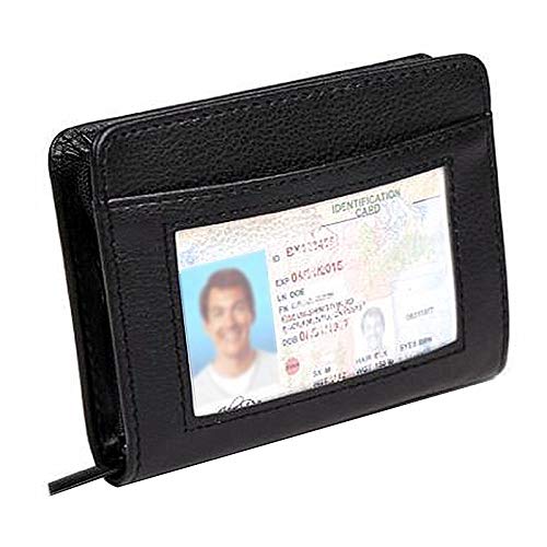 Credit Card Holder Wallet RFID Blocking Leather Wallet for Men and Women with Zipper, Huge Storage Capacity - color: Brown