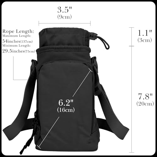 Linkidea Water Bottle Carrier with Strap Compatible with Owala FreeSip 24oz/32oz, Iron Flask Wide Mouth 32oz, Waterbottle Sling Bag Holder, Shoulder Strap with Phone Pocket (Black) - color: Black