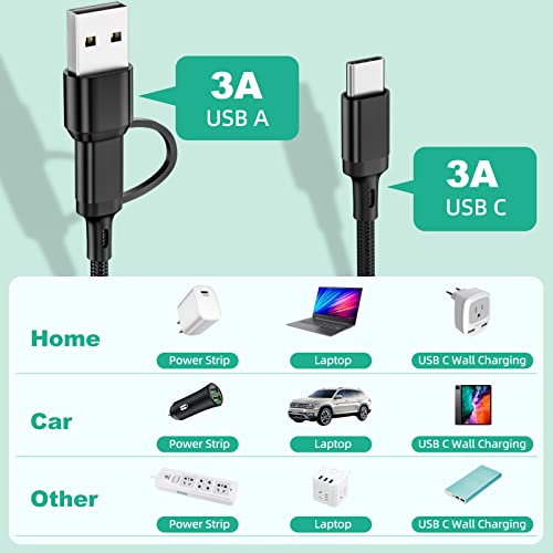 Multi Charging Cable 3Pack-6ft, 6 in 1 Multiple Phone Charger Cable - Universal USB A/C to Lightning/Type C/Micro USB Port for Cell Phone (Gray, Black, Red)