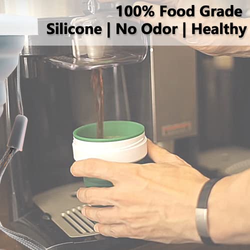 Litoexpe 2 Pack Silica gel Collapsible Travel Cup 270ml, Grey & Green | with Lids, Portable Folding Camping Cup, for Camping and Travel - color: Grey & Green