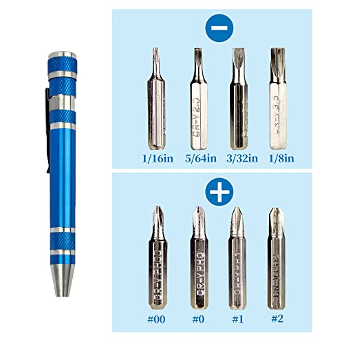 SWATOM 8 in 1 Mini Screwdriver Set Small Screwdrivers Pen Magnetic Repair Tools EDC Compact Precision Gadgets for Computer Eyeglasses Daily Home Improvement Use (Red) - color: Red