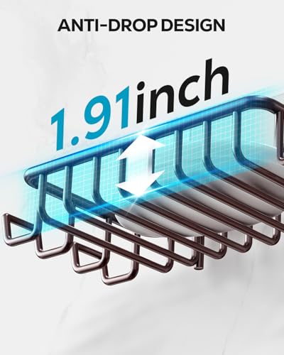Nieifi Bar Soap Holder for Shower Wall, Adhesive Soap Dish for Bathroom | Stainless steel, razor holder, 4 hooks, soap dish for shower, wall mounted, soap caddy, sponge holder, rustproof, brown - color: Brown, size: 1 Pack