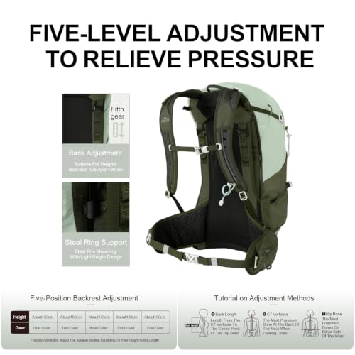 IX INOXTO Hiking Backpack, Camping Backpack, 30L Waterproof Hiking Daypack with 3L Water Bladder and Rain Cover (Green) - color: Green