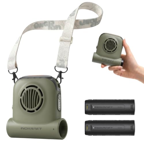 InoKraft Waist Fan for Hiking & Travel with 2 Swappable 4Ah Batteries - color: Green - 2 Batteries