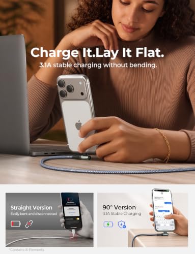 AINOPE USB A to USB C Cable Short 3. 3FT 2-Pack Fast Charging Carplay Cord - color: Grey, size: 3.3FT+3.3FT