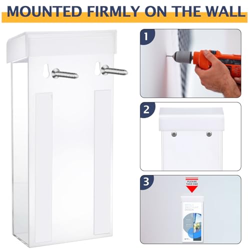 Remerry 1 Pcs Outdoor Brochure Holder 4 x 9 Inch Waterproof Wall Mount with Take One Sticker Literature Box with Clear Pamphlet Holder Acrylic Brochure Flyer Display Map Menu Envelope (White) - color: White