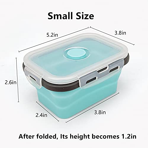 CCyanzi 3piece Collapsible Food Storage Containers with Lids, Silicone Lunch Container, Microwave & Freezer Safe, Space Saving for Kitchen Cabinet and Camping Backpack,(blue gray) - color: blue with gray