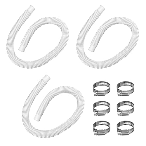 1.5” x 41” Pool Pump Replacement Hose, 2-Pack Above-Ground Pool Hoses with 4 Stainless Steel Clamps, Compatible with Intex, Coleman, Summer Waves Pool Pumps & Filters (3 PACK White) - color: 3 PACK White