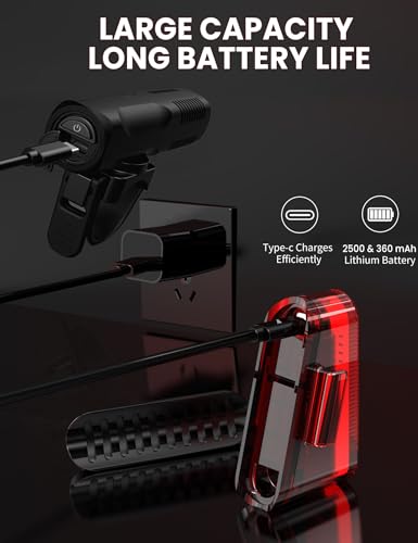 902LM Bike Lights Front and Back, USB-C Rechargeable Bicycle Light Set | 8+5 Modes for Night Riding, 97 m Beam, Water-Resistant Aluminum Headlight, Quick Mount for Road Mountain Commuter E-bikes