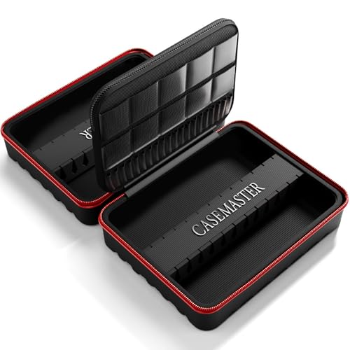 Casemaster Maxx 8 Dart Case, Holds 24 Steel Tip or Soft Tip Darts Fully Assembled, Hard Shell EVA Darts Case, 20 Accessory Pockets, Red - color: Red, size: 8 Dart