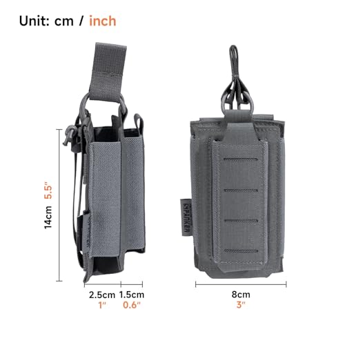 EXCELLENT ELITE SPANKER Tactical Open-Top Single/Double/Triple Molle Mag Pouch for Pistol Mag Pouch Tactical Bag Accessories Holder - color: Grey