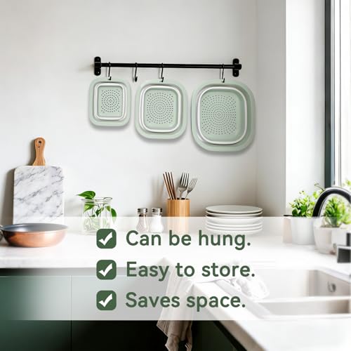 3 Sets 2 in 1 Collapsible Colander and Sink Basin - Collapsible Strainer with Collapsible Wash Basin for Kitchen, RV Camping, Foldable Fruit Vegetable Washing Basket, 2QT 4QT 8QT, Blue - color: Blue, size: S+M+L