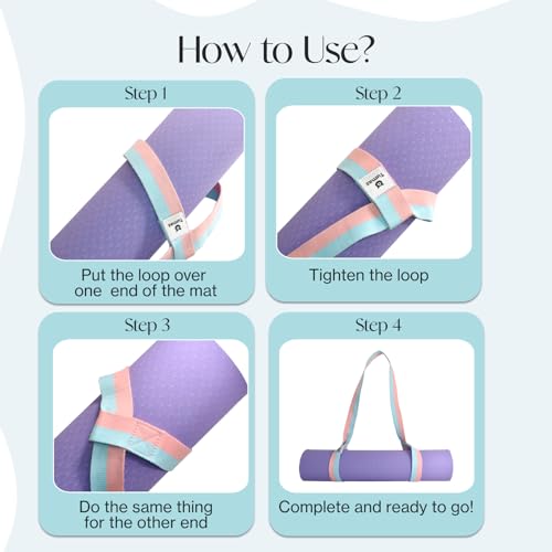 Tumaz Yoga Mat Strap Adjustable Carrier for All Yoga Mats, 2 Sizes - color: 14. Turquoise, size: 64 IN