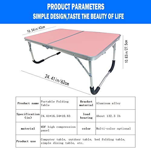 Portable Folding Table - Small Outdoor Folding Table, Suitable for Travel, Camping, Beach, Barbecue, Picnic, Party, Patio (Pink) - color: Pink