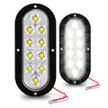 TRUE MODS 2pc 6" Clear White Oval LED Reverse Trailer Tail Light for RV | DOT FMVSS 108, Surface Mount, IP67 Submersible, Park & Turn Signal, LED Trailer Tail Brake Lights, Stop Turn Tail Park Brake - color: White, size: 2 Pack