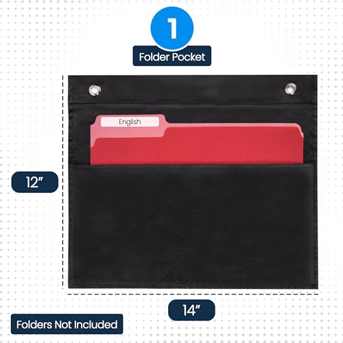 Essex Wares - 1 Pocket File Folder Pocket Chart, Black, 14" W x 12" T | Versatile Wall Hanging File Folder Organizer for Classrooms, Offices, Home, and More - Wall Folder Organizer - size: 1 Pocket