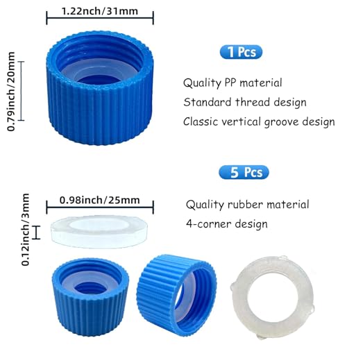 1 Pcs Water Filter Coupling, 5 Pcs Filter Cleaning Gasket With Seal Kit, Compatible with 28mm External Threaded Water Filters and Standard Plastic Bottles for Mountaining Hiking Camping (6)