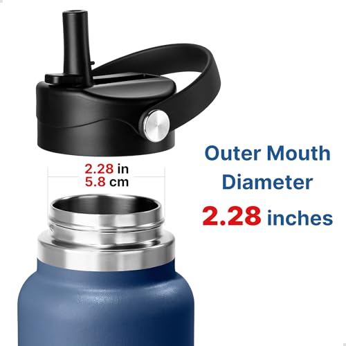 Straw Lid for Hydro Flask 12 16 18 20 32 40 oz, Lid with Straw for Wide Mouth Water Bottle, Leakproof Sports Water Bottle Top Compatible with Hydroflask with Flexible Soft Handle - color: White