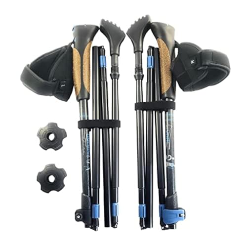 Ultralight Folding Walking Poles - Travel Ready - with Rubber Feet, Baskets, and Bag - size: Heights under 5'3", style: Nordic Grips