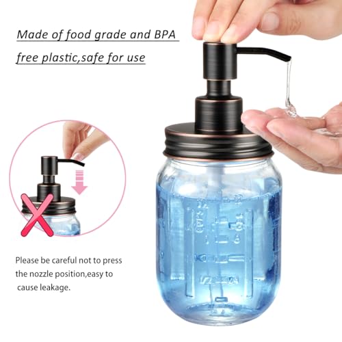 Amolliar Mason Jar Liquid Soap Dispenser Lid, 16OZ Regular Mouth, ORB 2Pack | Refillable Lotion Soap Pump16OZ Regular Mouth Jar, Hand Soap, Dish, Stainless Steel Soap Pump Lid, Farmhouse Bathroom Decor - color: Oil Rubbed Bronze, size: 2 Pack
